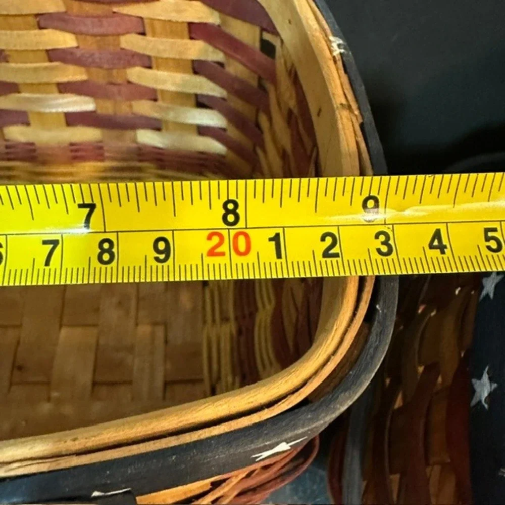 Americana Patriotic Basket Set of 3 Star Handle Woven Wood Nesting Unbranded